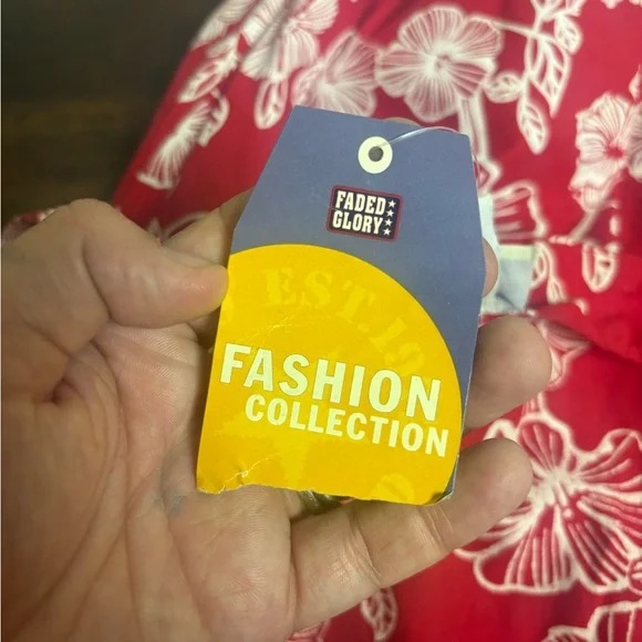 Faded Glory Red Floral Sundress Size 12 NWT Sleeveless Empire Waist - Picture 5 of 7